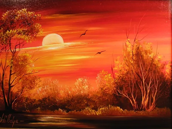 Violet Valo - Sunset Near the Forest, 30x40 cm