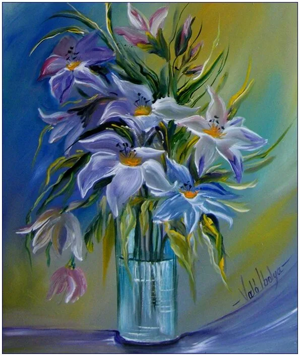 Violet Valo - Blue Lilies, 35x30 cm
