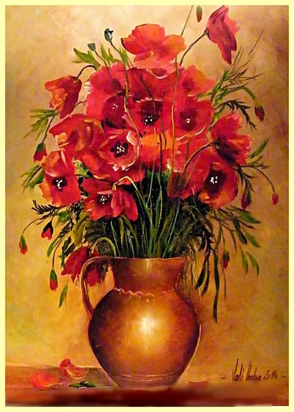 Violet Valo - Poppies in Jug, 40x30 cm