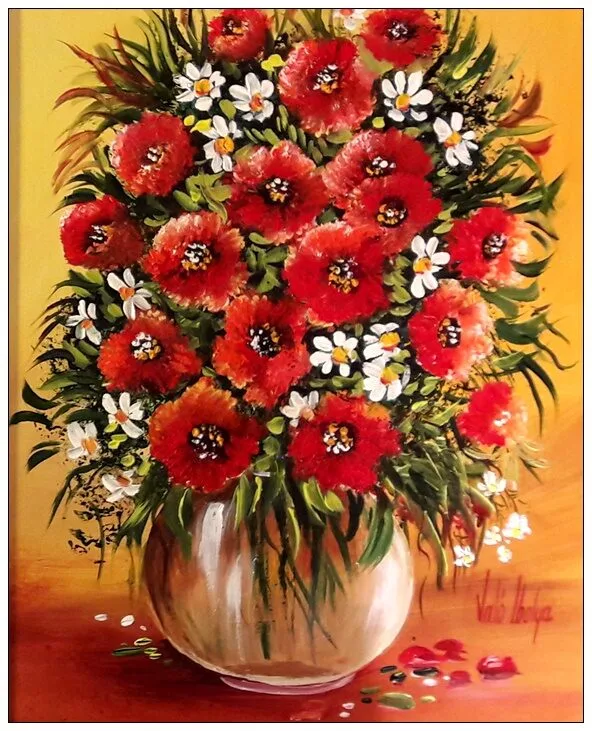 Violet Valo - Red Small Flowers, 35x30 cm