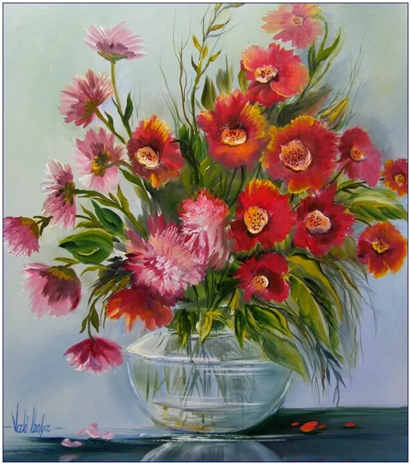 Violet Valo - Red Flowers, 45x40 cm