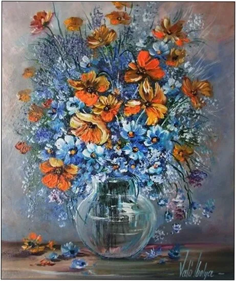 Violet Valo - Yellow and Blue Flowers, 50x60 cm