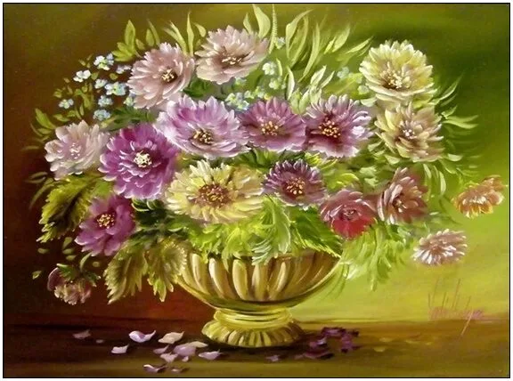 Violet Valo - Wild Roses in Flowerpot, 30x40 cm