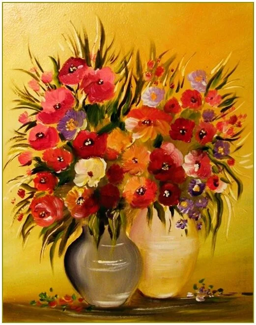 Violet Valo - Flowers in Vases, 35x30 cm